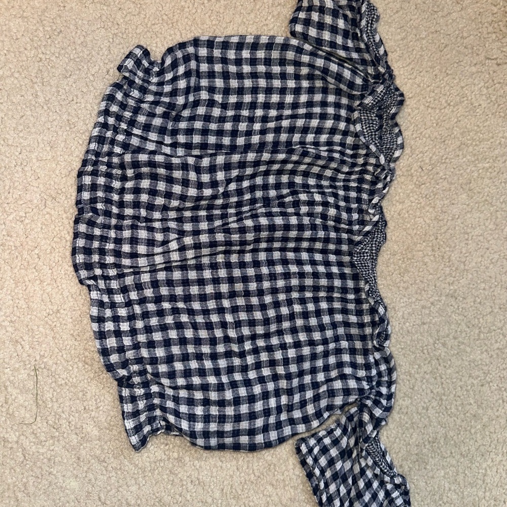 American Eagle Outfitters Navy and White Checkered Top